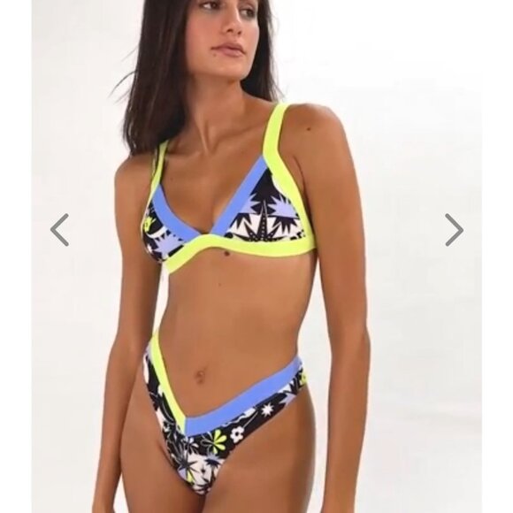NWT OneOne Swimwear SET Bikini Blue Neon Yellow White Black Jesse Kameron New - Picture 11 of 13
